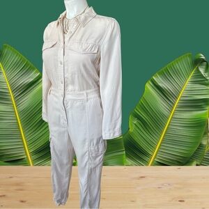 NWT Sanctuary jumpsuit Cream‎ Cargo lyocell 8-pockets taupe beige M L new -$189
